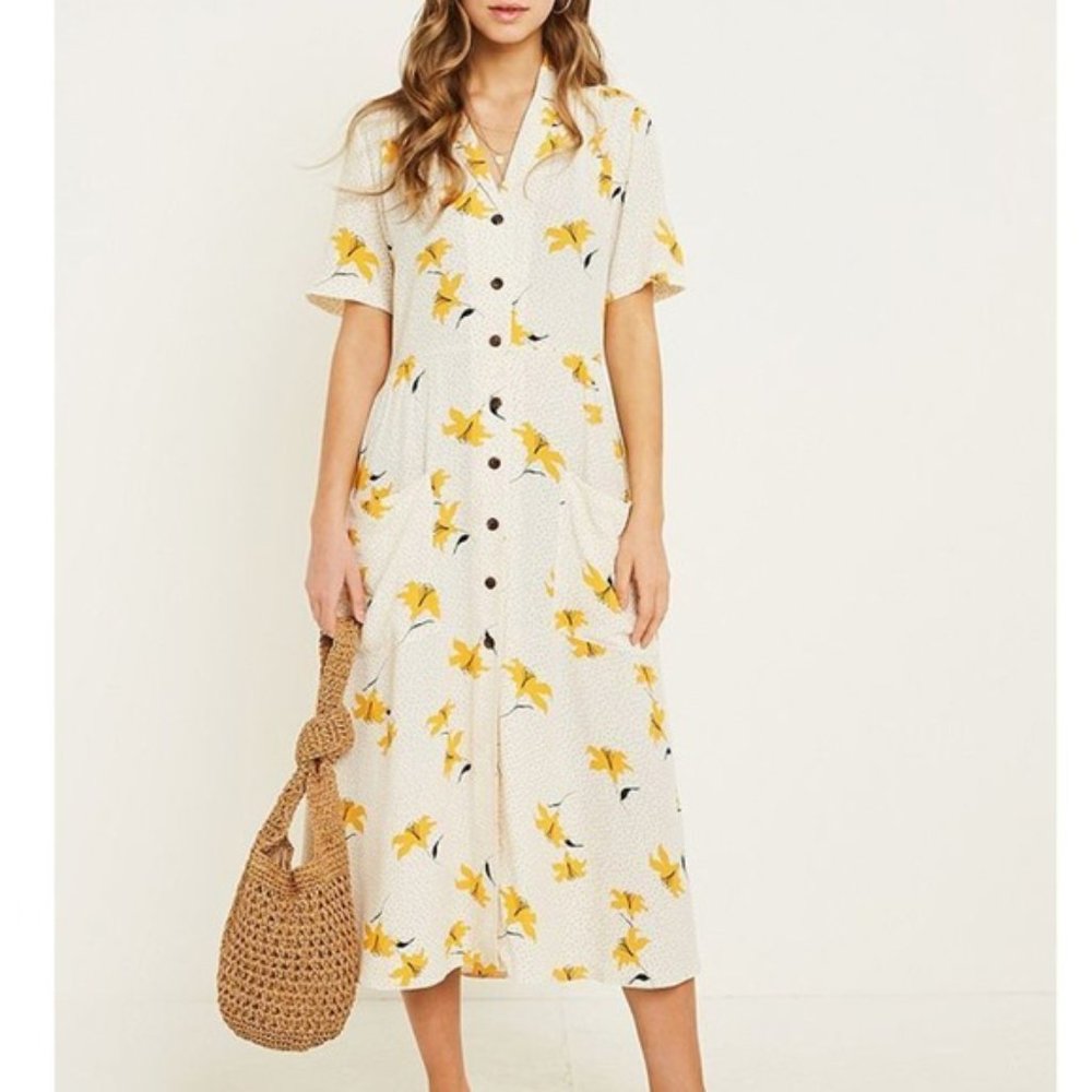 Urban Outfitters Floral Dot Midi T Shirt Dress
